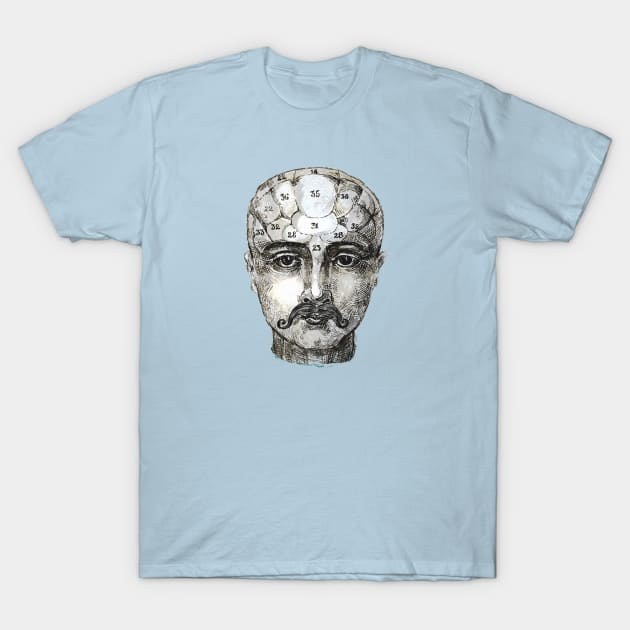 Phrenology handlebar moustache T-Shirt by FanitsaArt